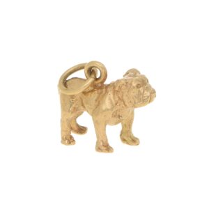 Vintage British Bulldog Charm in Yellow Gold