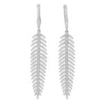 Articulated Feather Diamond Drop Earrings in White Gold