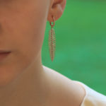 Articulated Feather Diamond Drop Earrings in Yellow Gold