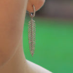 Articulated Feather Diamond Drop Earrings in White Gold