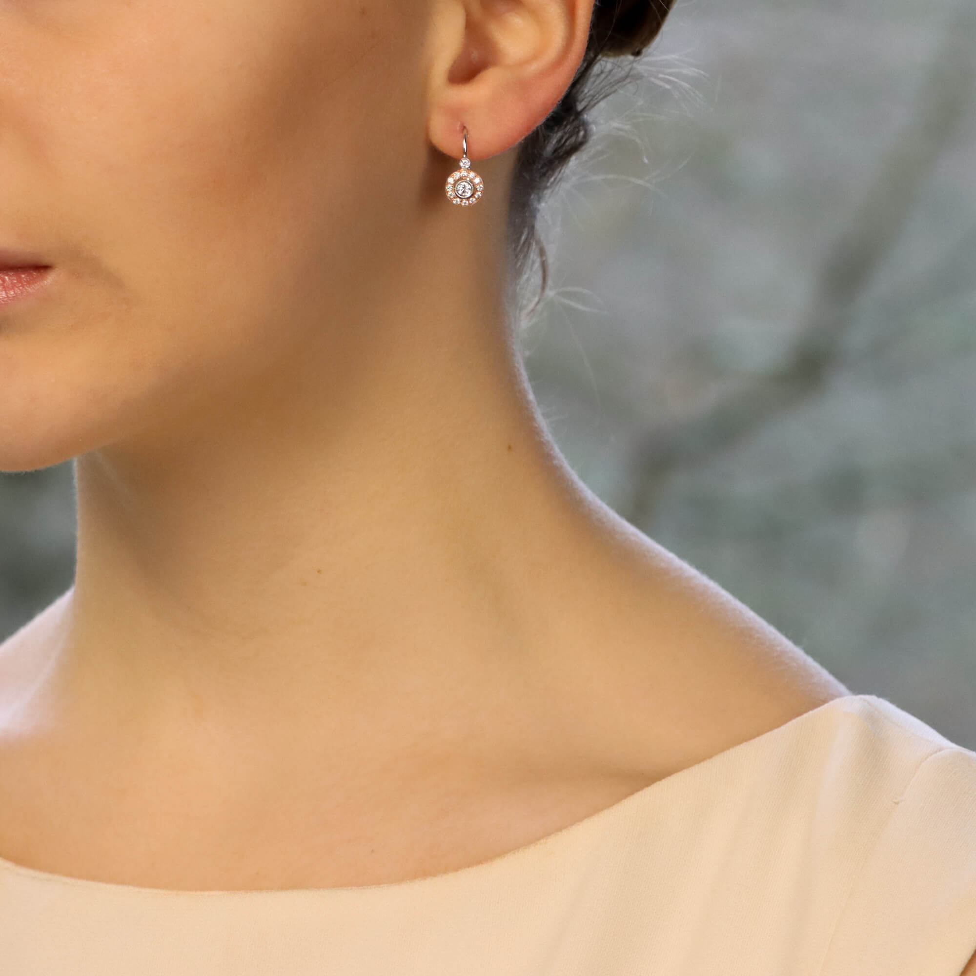 Diamond Halo Drop Earrings