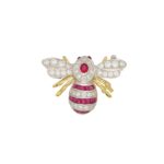 Ruby and Diamond Bee Brooch