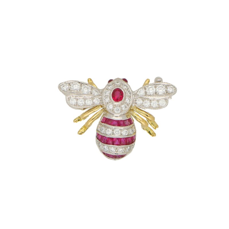 Ruby and Diamond Bee Brooch