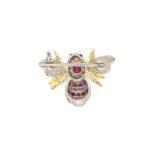 Ruby and Diamond Bee Brooch