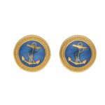 Pair of swivel back silver gilt and enamel cufflinks