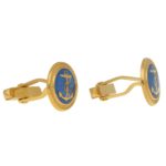 Pair of swivel back silver gilt and enamel cufflinks