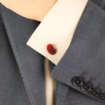 Sterling Silver red enamel link cufflinks