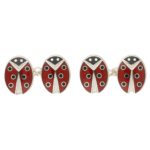 Men's ladybirds enamel link cufflinks sterling silver