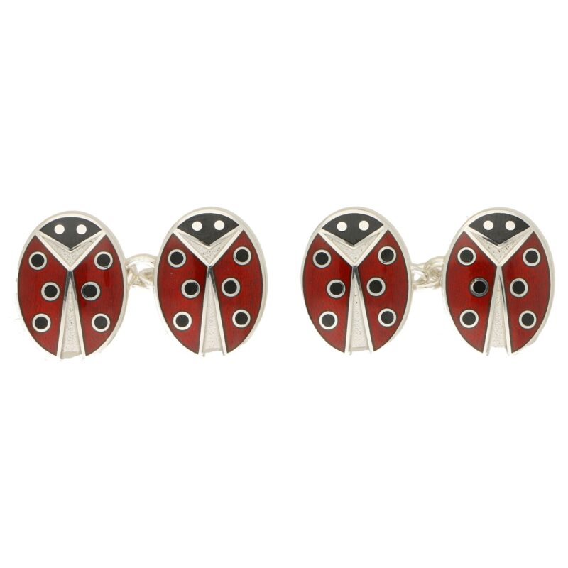 Men's ladybirds enamel link cufflinks sterling silver