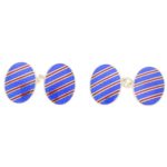 Red and blue enamel stripey cufflinks