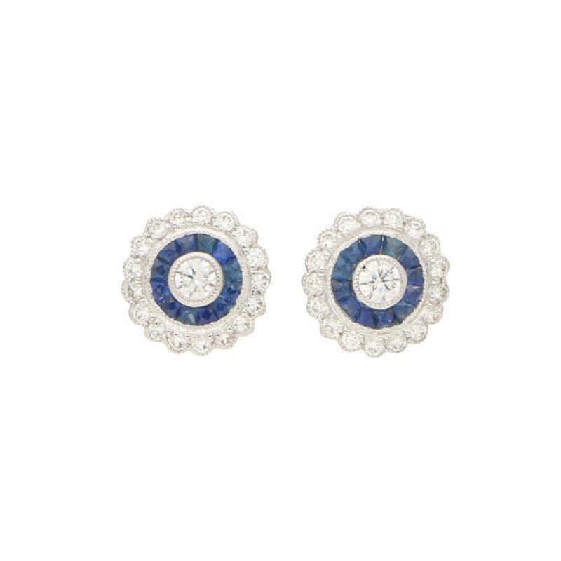 Sapphire & Diamond Target Earrings