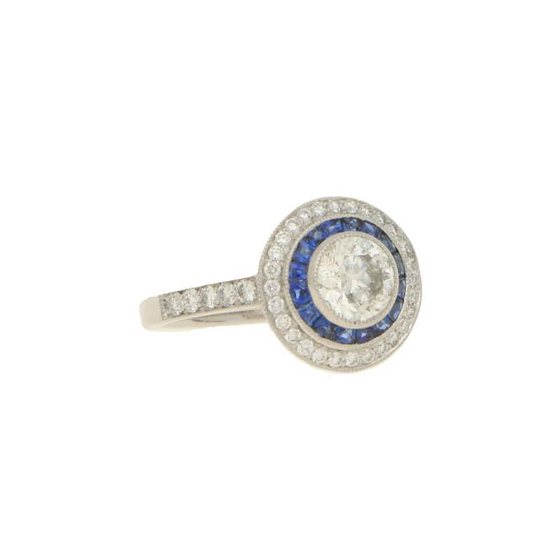 Sapphire & Diamond Double Halo Ring