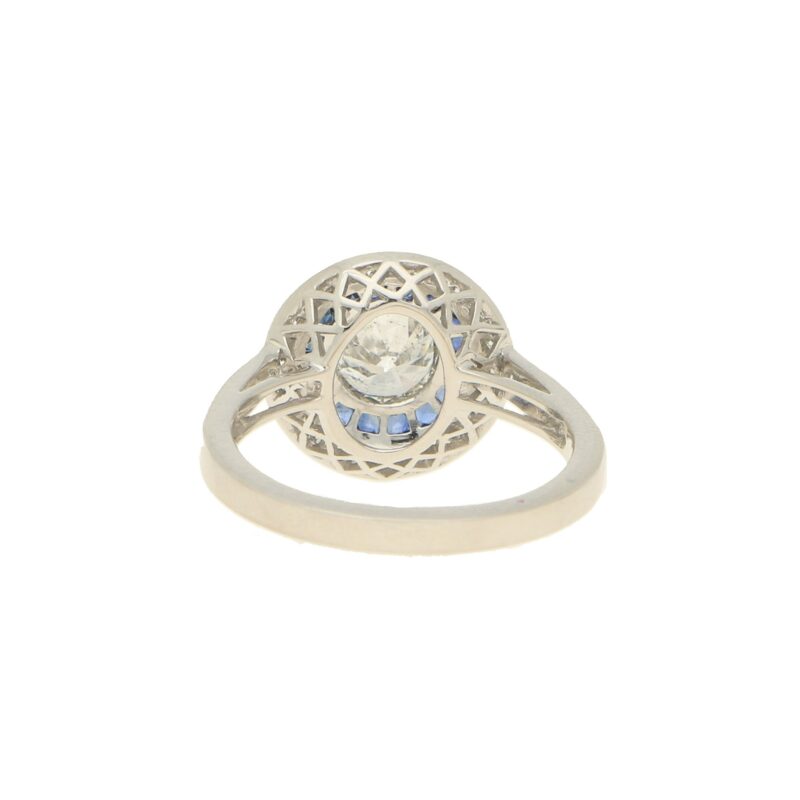 Sapphire & Diamond Double Halo Ring