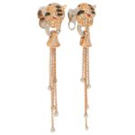 Diamond, Enamel and Ruby Tiger's Head Earrings in Rose Gold