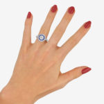 Sapphire & Diamond Double Halo Ring