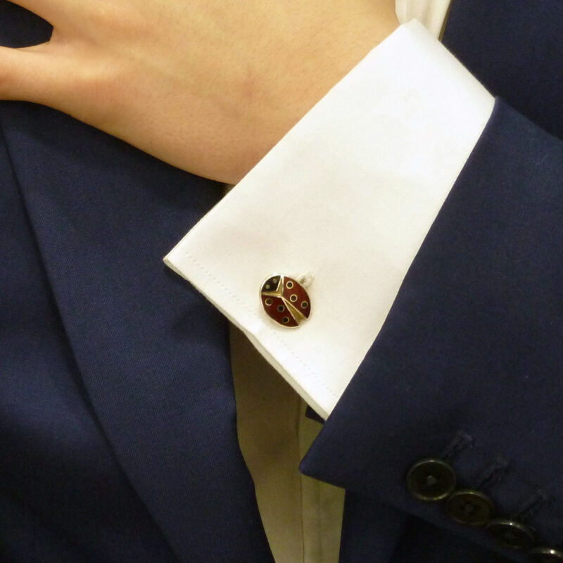 Men's ladybirds enamel link cufflinks sterling silver