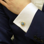 Pair of swivel back silver gilt and enamel cufflinks