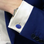 Red and blue enamel stripey cufflinks