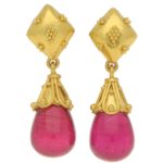 LALAoUNIS Pink Tourmaline Drop Earrings