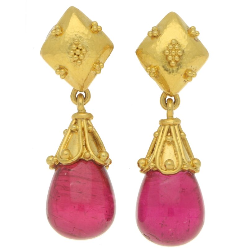 LALAoUNIS Pink Tourmaline Drop Earrings