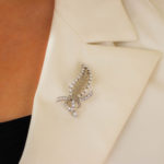 Diamond Set 18ct White Gold Feather & Ribbon Brooch