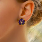 1970's Lapis Lazuli and Diamond Domed Clip On Earrings