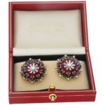 1960's ruby sapphire diamond cluster earrings