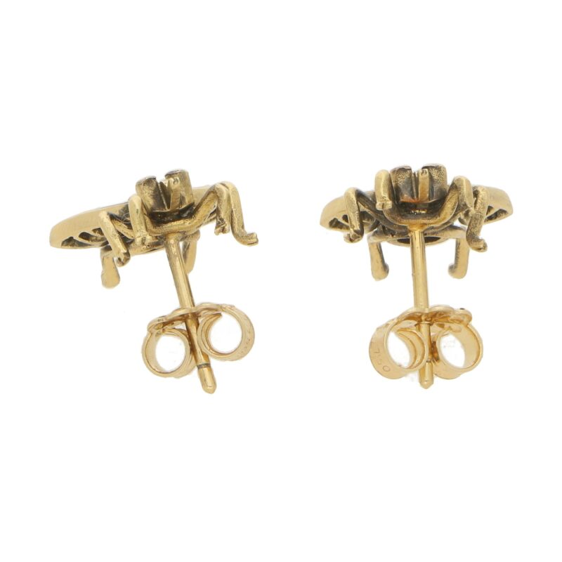 Diamond and Ruby Insect Bee Earrings in 18k Yellow Gold