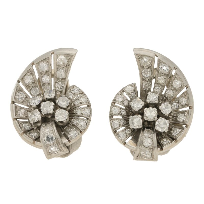 Art Deco Inspired Platinum & Diamond Stud Earrings