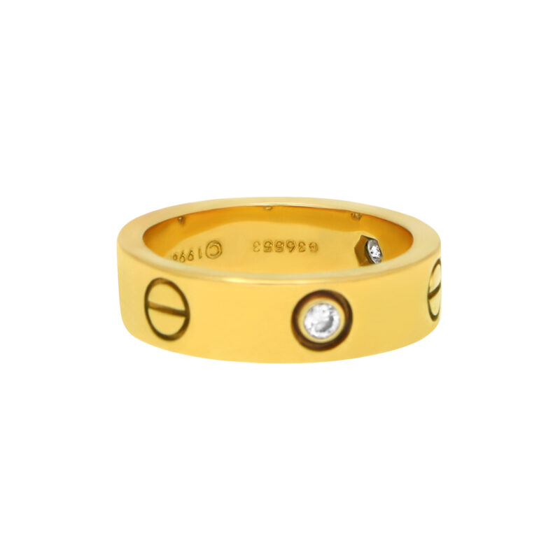 Yellow Gold Cartier Three Diamond Love Ring size 54