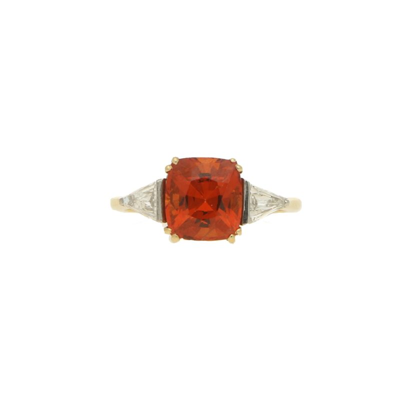 Spessarite Garnet and diamond ring