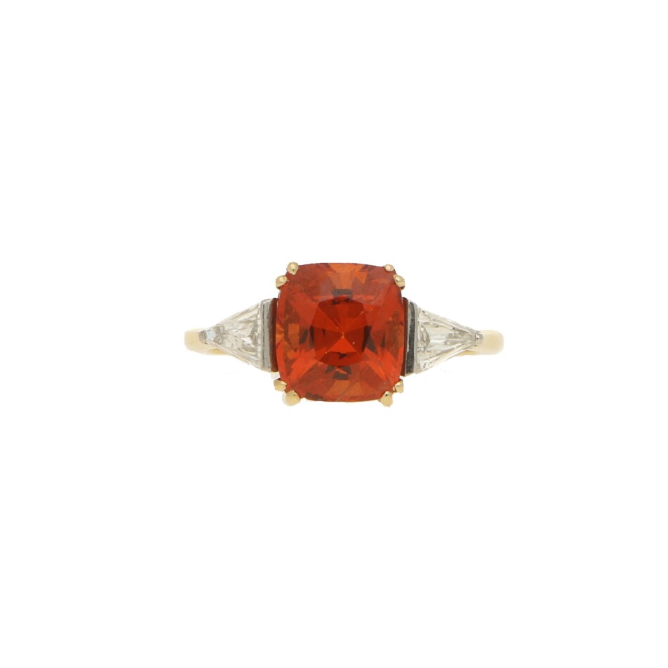 Spessarite Garnet and diamond ring
