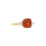 Spessarite Garnet and diamond ring