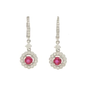 Ruby & Diamond Cluster Drop Earring