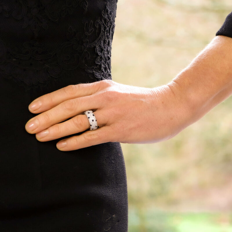 Vintage Cartier Pelàge Ring in 18ct White Gold, Diamonds & Onyx