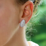 Diamond Pear Shaped Earrings Set in Platinum