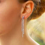 Three Row Diamond Drop Earrings