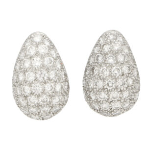 Diamond Pear Shaped Earrings Set in Platinum