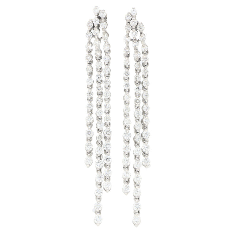 Three Row Diamond Drop Earrings