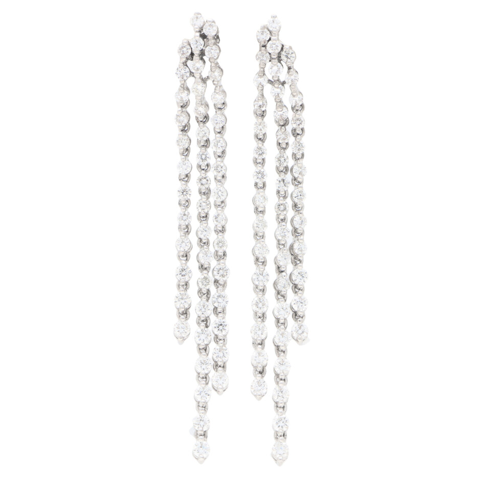 Three Row Diamond Drop Earrings