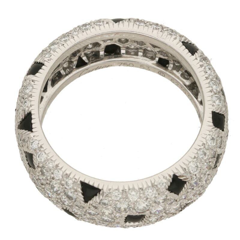 Vintage Cartier Pelàge Ring in 18ct White Gold, Diamonds & Onyx