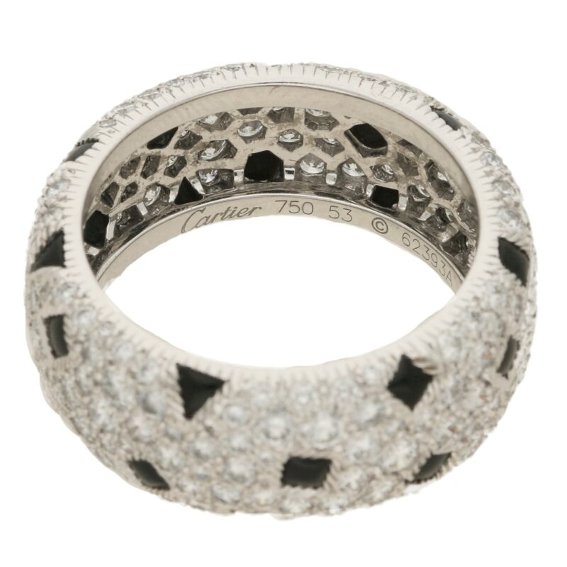 Vintage Cartier Pelàge Ring in 18ct White Gold, Diamonds & Onyx