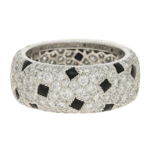 Vintage Cartier Pelàge Ring in 18ct White Gold, Diamonds & Onyx