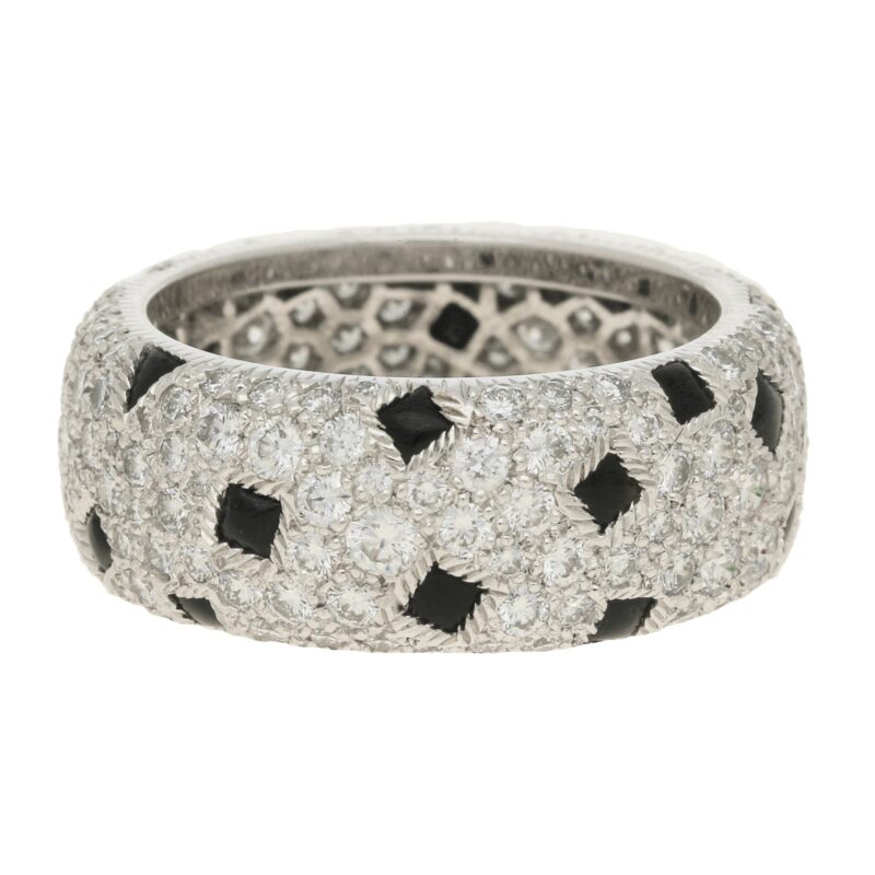 Vintage Cartier Pelàge Ring in 18ct White Gold, Diamonds & Onyx