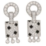 Cartier Pelage Earrings in 18ct White Gold, Diamond & Onyx