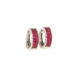 18ct White Gold & Ruby Huggy Earrings 1.37ct