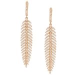 Articulated Diamond Feather Drop Earrings in Rose Gold