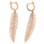 Articulated Diamond Feather Drop Earrings in Rose Gold