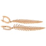 Articulated Diamond Feather Drop Earrings in Rose Gold