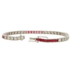 Ruby and diamond line bracelet.